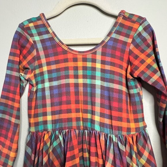 ALICE + AMES Retro Plaid Ballet Dress Girls 6 Orange Red Twirl Holiday Dress - Picture 3 of 5